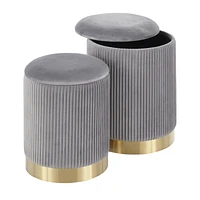 Ensemble de poufs gigognes Marla Nesting Pleated Ottoman Set de LumiSource