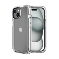 onn. Rugged Phone Case with Holster for iPhone 15 / iPhone 14 / iPhone 13 – Clear, Antimicrobial, 21 ft. Drop Protection