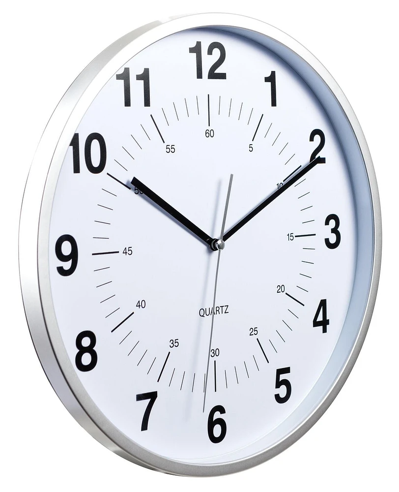 kieragrace Synchro Silent Wall Clock, 12 Inch, 3/4 Inch Deep - Silver