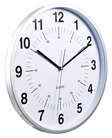 kieragrace Synchro Silent Wall Clock, 12 Inch, 3/4 Inch Deep - Silver