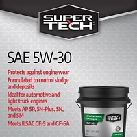 SuperTech Conventional SAE 5W-30 18.9L Pail, Protects against engine wear