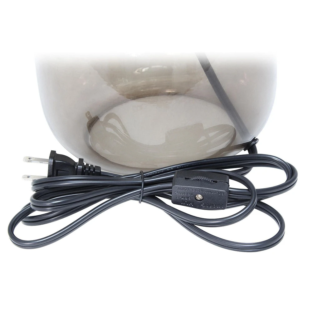 Simple Designs  Glass Table Lamp with Fabric Shade, Smoke with White Shade