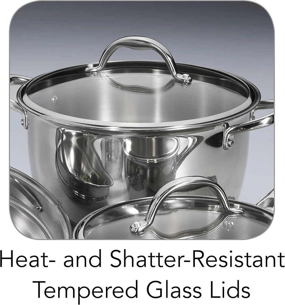 Tramontina 80154/567DS Tri-Ply Base Stainless Steel Cookware Set, Induction Clear, 9-Piece