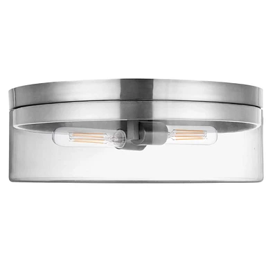 Plafonnier à 2 lumières Fiona, chrome poli, verre transparent