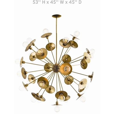 30-Light Antique Brass Chandelier – Elegant, Timeless Design with Luxurious Finish for Grand Illumination