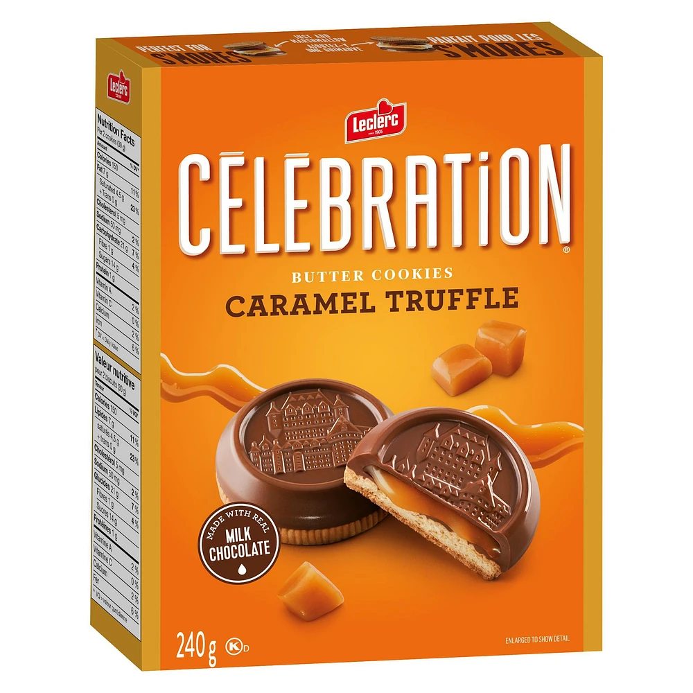 Celebration Milk Chocolate Top Butter Caramel Truffle Cookies, 240g / Boxed Cookies