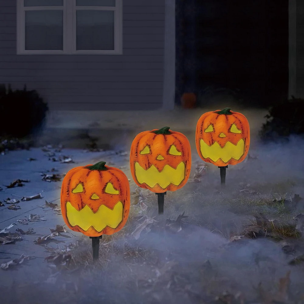celebrer! tout pour 16inch 3-Pack Jack-O-Lantern marqueurs de voie avec clignotement LED allumé et son activé