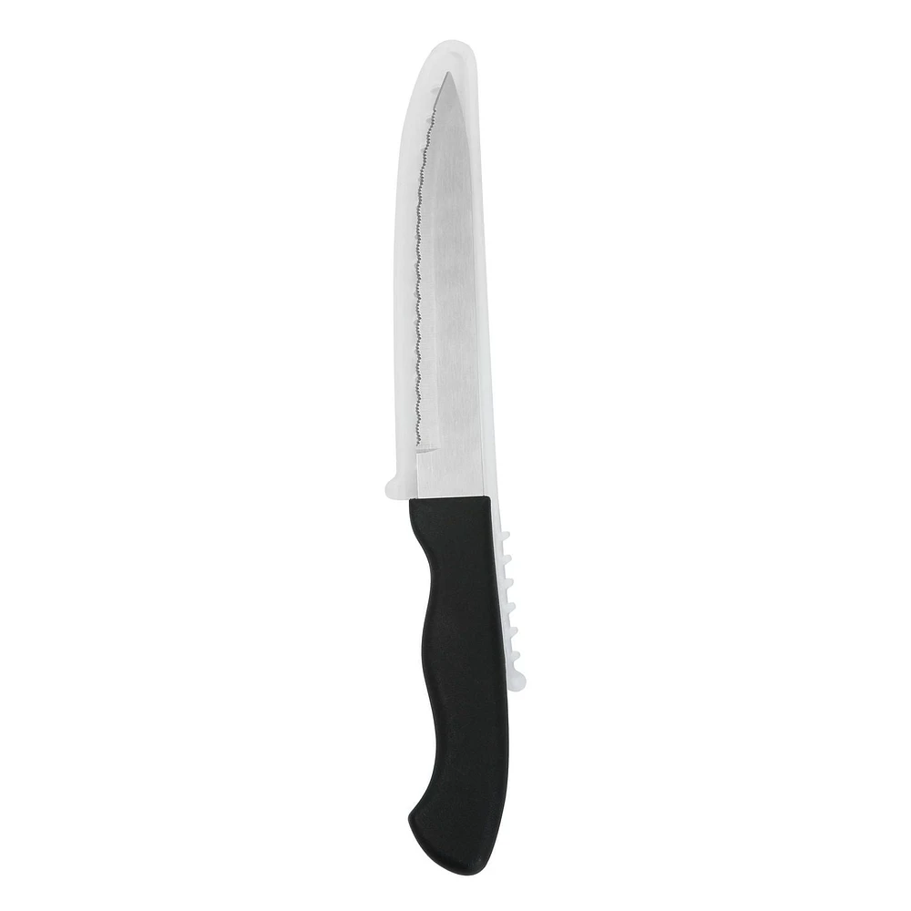 Couteau utilitaire Mainstays de 5 po en acier inoxydable avec manche en plastique noir