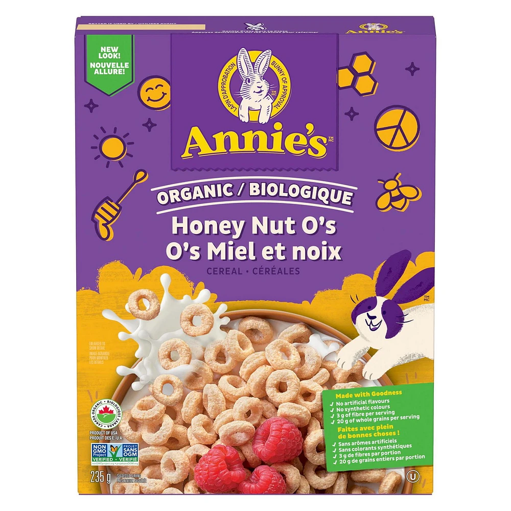 Annie’s Organic Honey Nut O's Breakfast Cereal, Whole Grain, 235 g