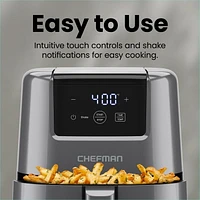 Chefman 2L (2 Qt) Compact Air Fryer w/ Digital Display and Shake Reminder - Grey, New