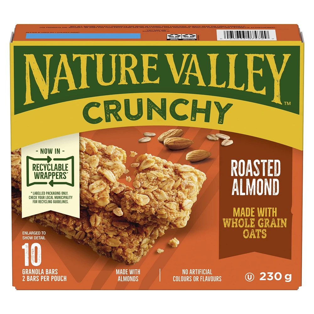 Val Nature Barres Granola Croquantes, Amande Grillée, 2 Barres par Portion (46 g), 5 Portions, 10 Barres 5 sachet x 46 g, 230 g