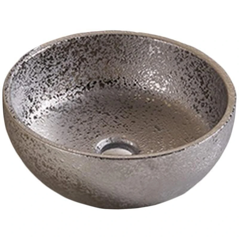 American Imaginations 16.14-in. W Above Counter Silver Bathroom Vessel Sink For Deck Mount Deck Mount Drilling AI-27913