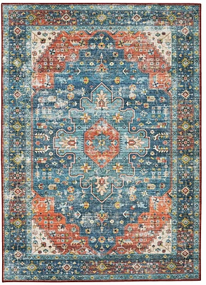 Tapis lavable Markum 5 pi x 7 pi sarcelle et rouille