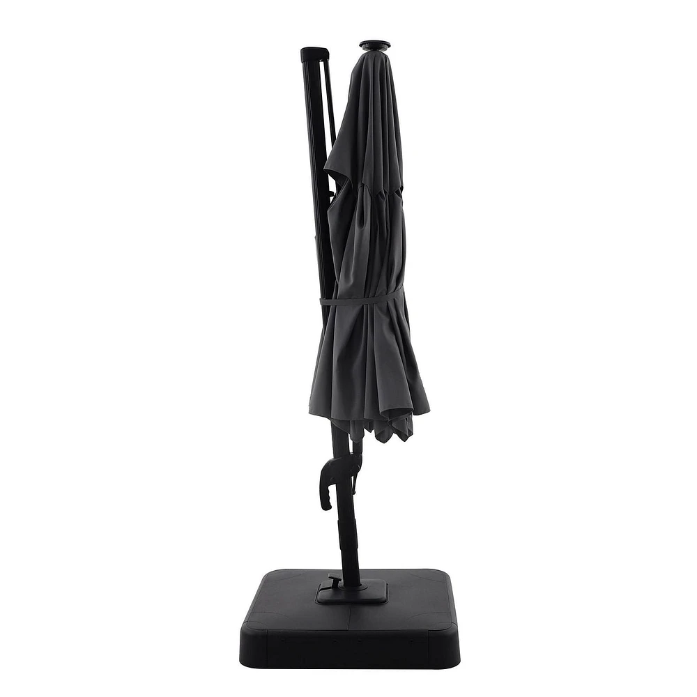 hometrends 11 ft. Round Offset Umbrella with LED Lights & Base, Weather-resistant fabric