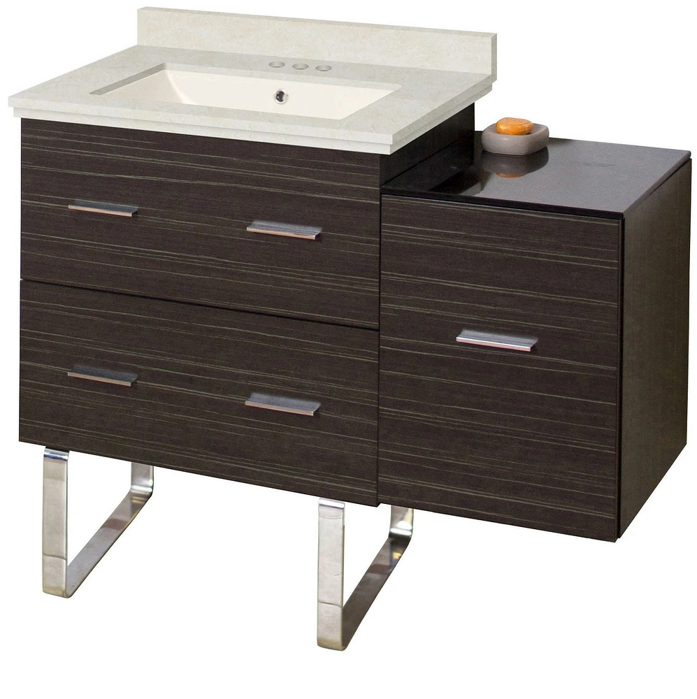 American Imaginations 90-in. W Wall Mount White-Dawn Grey Vanity Set For 1 Hole Drilling AI-18784