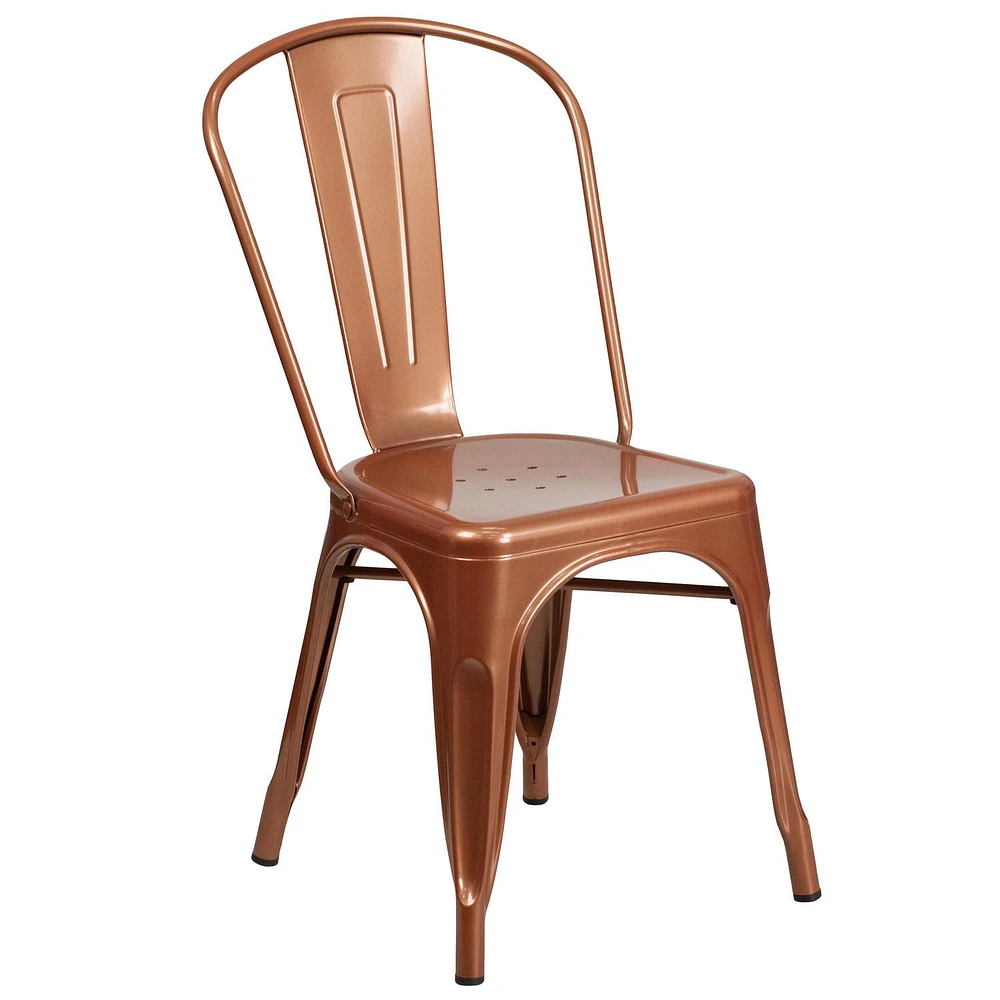 Commercial Grade 4 Pack Copper Metal Indoor-Outdoor Stackable Chair