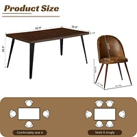 Homy Casa Ensemble de table à manger de 63 pouces avec 1 table et 4 chaises – Ensemble de salle à manger moderne avec dossier ergonomique, chaises rembourrées pour salles à manger, cuisines, petites s