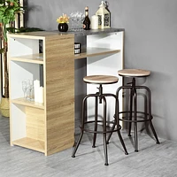 Homy Casa Lot de 2 tabourets de bar pivotants - Tabourets de bar de comptoir à hauteur réglable de 27 à 30 pouces avec siège en bois et repose-pieds en métal
