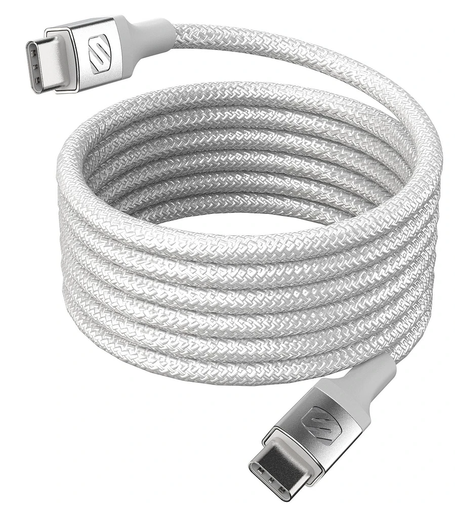 Scosche CCBM6WT-SP Strikeline 60W Magnetic USB-C to USB-C 6 Ft Braided Charging Cable White, USB-C/USB-C 6ft Mag Cbl