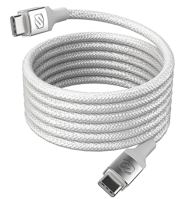 Scosche CCBM6WT-SP Strikeline 60W Magnetic USB-C to USB-C 6 Ft Braided Charging Cable White, USB-C/USB-C 6ft Mag Cbl