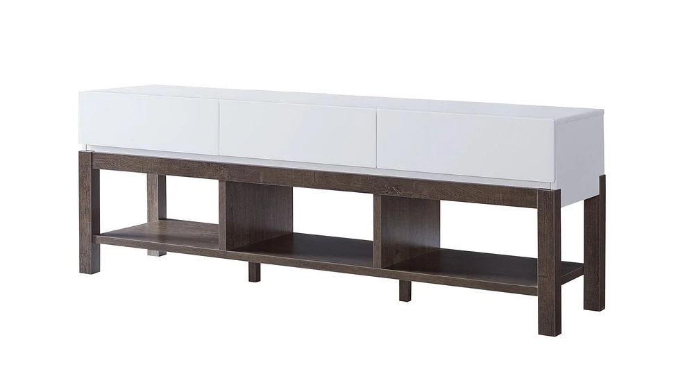 Support tv 60'' avec rangement, chêne blanc/noyer