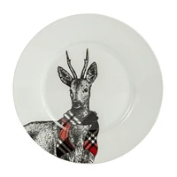 Safdie & Co. Dinnerware set Round Rim 12 Piece Set Cabin Plaid, Set for 4