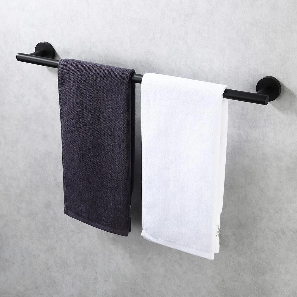 Avanities 28 in. Porte-serviettes rond en acier inoxydable W en couleur noire AI-34590