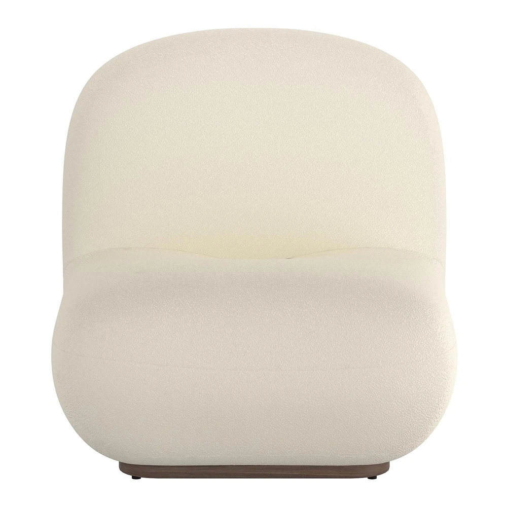 Contemporary Boucle Fabric Accent Chair - Ivory