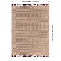 Better Homes & Gardens Woven Geo 5’x7’ Outdoor Rug - Polypropylene/Polyester - Terra Cotta, 5' x 7', fade resistant