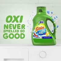 Détergent à lessive liquide Gain Ultra Oxi, parfum Waterfall Delight, 2 en 1, convient aux laveuses HE