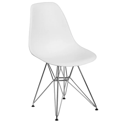 Chaise en plastique noir de la série Elon avec base chromée