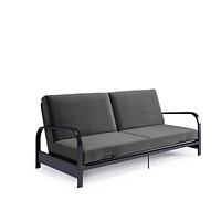 DHP Black Metal Arm Futon Frame with 6-Inch Pocket Coil Futon Mattress