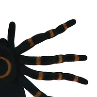 Araignée floquée noire et orange en plastique pour Halloween, 7 po, décoration extérieure, par Façon de célébrer