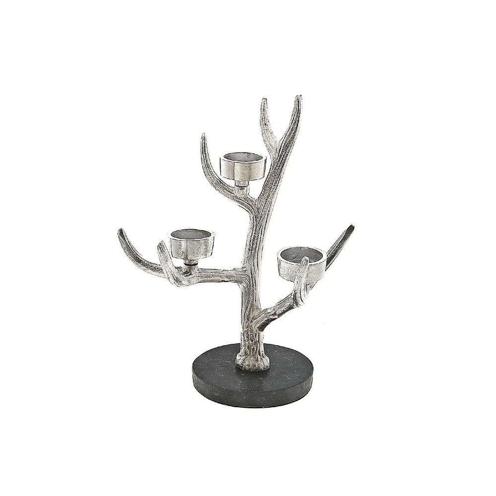 Christmas Antler On Marble With 3 Tealight Holder