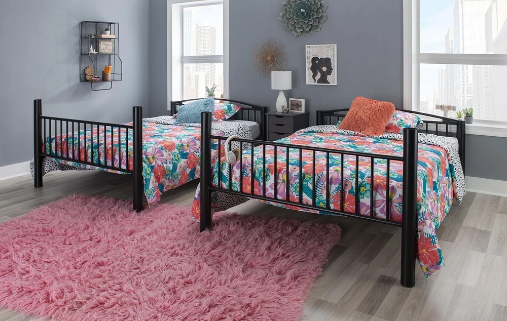 Conrad Full over Full Metal Bunkbed, Black