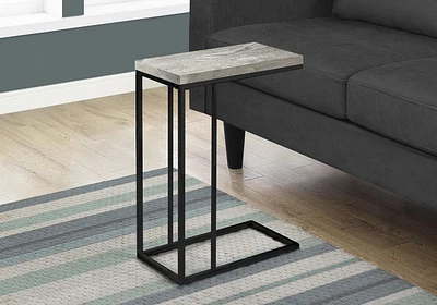 Monarch Specialties Table D'appoint, En Forme De C, Bout, Côté, Collation, Salon, Chambre À Coucher, Métal, Stratifié, Gris, Noir, Contemporain, Moderne