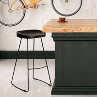 Counter Banjul Stool – Durable Design with Wood Seat and Black Matte Legs