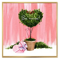 Designart Heart Shaped Valentine House Plant FLOAT FRAME WALL ART