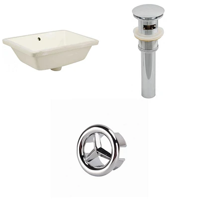 18.25-in. W Rectangle Bathroom Undermount Sink Set In Biscuit - Chrome Hardware - Overflow Drain Incl. AI-20589