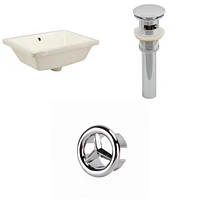 18.25-in. W Rectangle Bathroom Undermount Sink Set In Biscuit - Chrome Hardware - Overflow Drain Incl. AI-20589