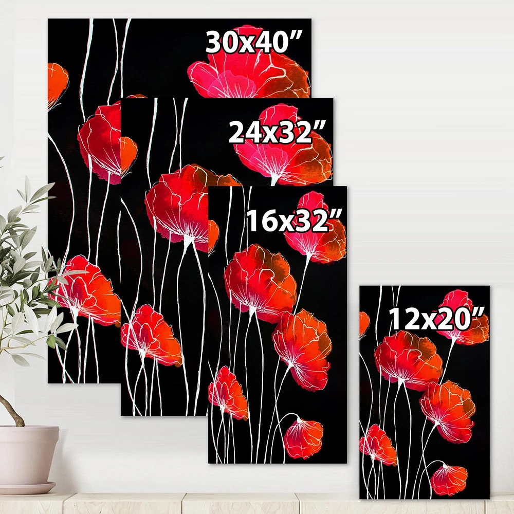 Designart Détail abstrait fleur rouge sur noir II Art mural sur toile
