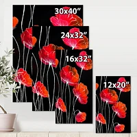 Designart Détail abstrait fleur rouge sur noir II Art mural sur toile