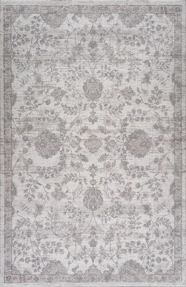 Tapis d'interieur classique Atlas Rug Branch, beige gris, motif floral - Salon, chambre, salle a manger et cuisine