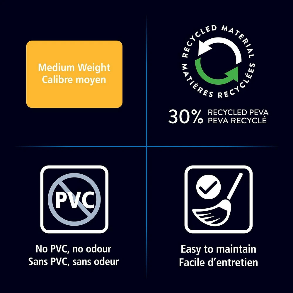 Rideau de douche décoratif imperméable en PEVA recyclé Mainstays