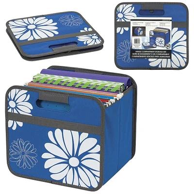 Bac de rangement pliable à 1 compartiment, bleu floral