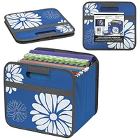Bac de rangement pliable à 1 compartiment, bleu floral