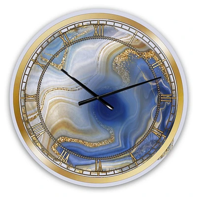 Designart 'Ocean Blue Golden Jasper Agate I' Modern wall clock