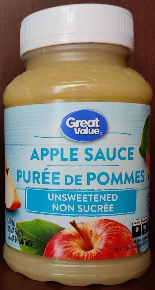 Great Value Unsweetened Applesauce 620 mL, Unsweetened Applesauce