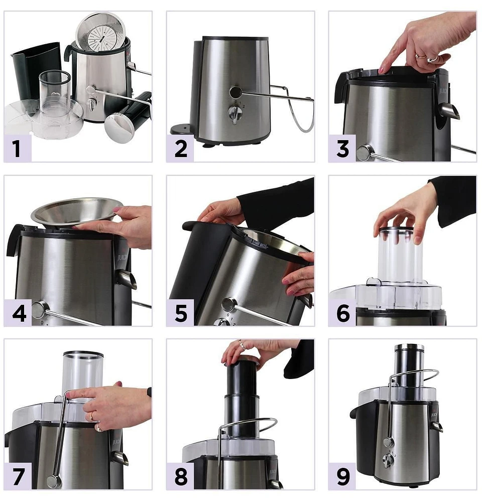 Total Chef 700W Juicin' Power Juicer, Surgical Steel Blade for Fast & Efficient Juicing