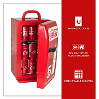Coca-Cola Retro 18 Can Portable Mini Fridge, 22L AC/DC Cooler for Dorm, Office, Travel - Red